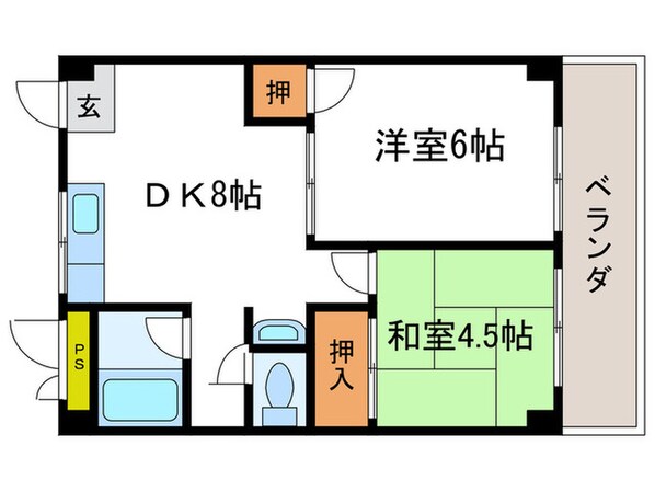 離宮リバ－ハイツの物件間取画像